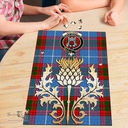 Scottish Spalding Clan Tartan Puzzle - Thistle Gold Style Scottish Plaid Tartan Plaid