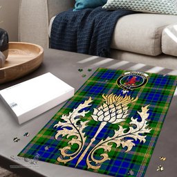 Scottish Maitland Clan Tartan Puzzle - Thistle Gold Style Scottish Plaid Tartan Plaid