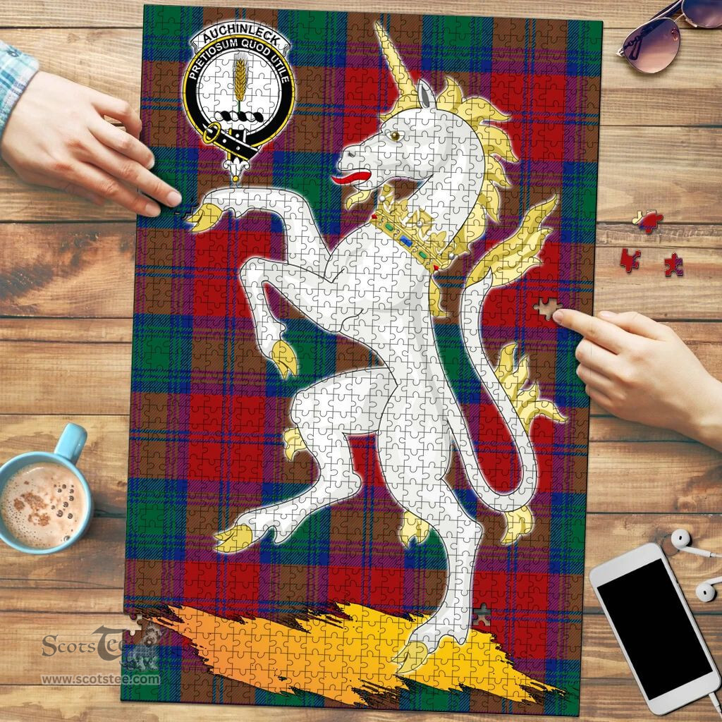 Scottish Auchinleck Clan Tartan Puzzle - Unicorn Style Scottish Plaid Tartan Plaid