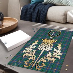 Scottish Carmichael Ancient Clan Tartan Puzzle - Thistle Gold Style Scottish Plaid Tartan Plaid