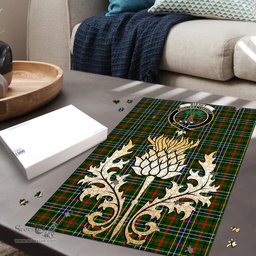 Scottish Bisset Clan Tartan Puzzle - Thistle Gold Style Scottish Plaid Tartan Plaid