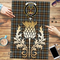 Scottish Gordon Weathered Clan Tartan Puzzle - Thistle Gold Style Scottish Plaid Tartan Plaid