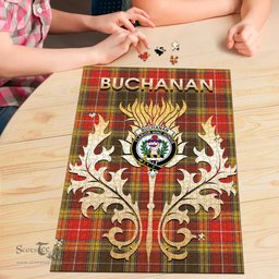 Scottish Buchanan Old Set Weathered Clan Tartan Puzzle - Thistle Scotland Style Scottish Plaid Tartan Plaid