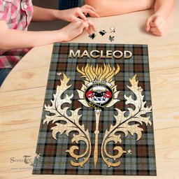 Scottish MacLeod of Harris Weathered Clan Tartan Puzzle - Thistle Scotland Style Scottish Plaid Tartan Plaid