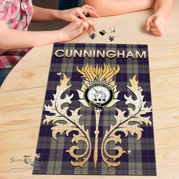 Scottish Cunningham Dress Blue Dancers Clan Tartan Puzzle - Thistle Scotland Style Scottish Plaid Tartan Plaid