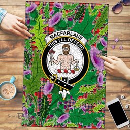 Scottish MacFarlane Modern Clan Tartan Puzzle - Thistle Pattern Style Scottish Plaid Tartan Plaid