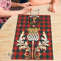 Scottish Chisholm Ancient Clan Tartan Puzzle - Thistle Gold Style Scottish Plaid Tartan Plaid