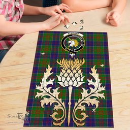 Scottish Stewart of Appin Hunting Modern Clan Tartan Puzzle - Thistle Gold Style Scottish Plaid Tartan Plaid