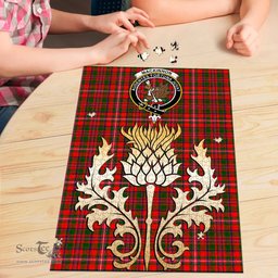 Scottish MacKinnon Modern Clan Tartan Puzzle - Thistle Gold Style Scottish Plaid Tartan Plaid