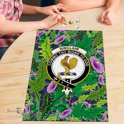 Scottish Sinclair Hunting Modern Clan Tartan Puzzle - Thistle Pattern Style Scottish Plaid Tartan Plaid