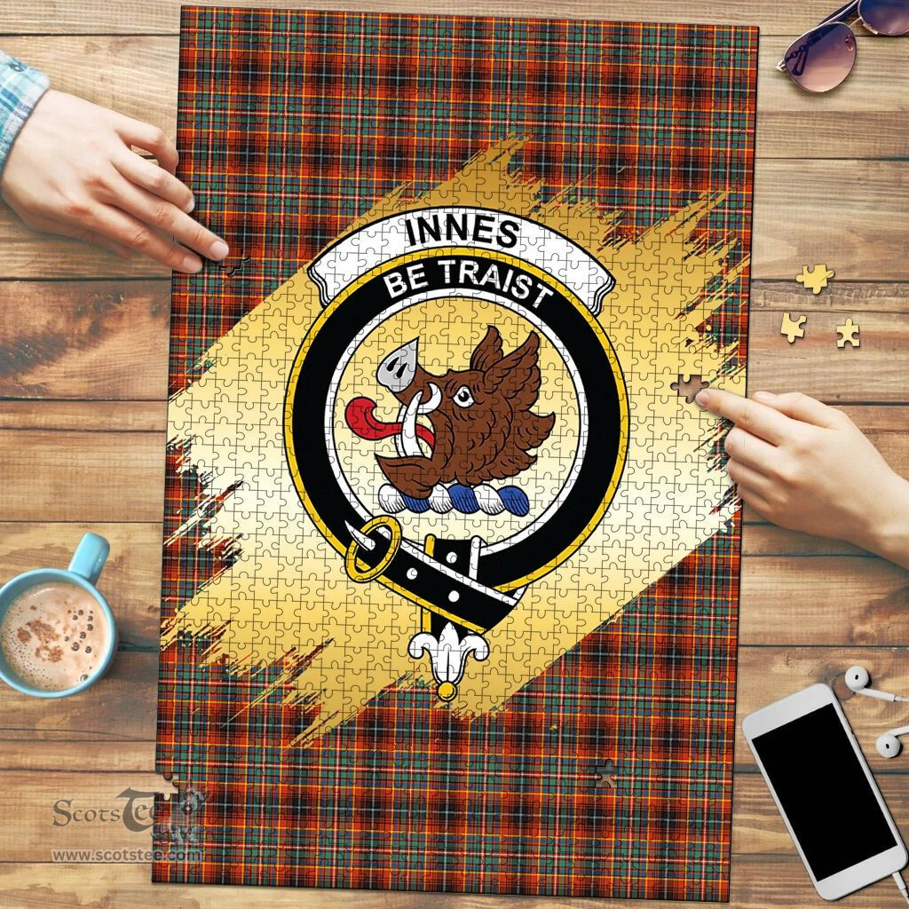 Scottish Innes Ancient Clan Tartan Puzzle - Gold Style Scottish Plaid Tartan Plaid