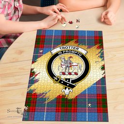 Scottish Trotter Clan Tartan Puzzle - Gold Style Scottish Plaid Tartan Plaid