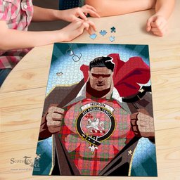 Scottish Heron Clan Tartan Puzzle - Supper Hero Style Scottish Plaid Tartan Plaid