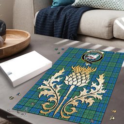 Scottish Lockhart Clan Tartan Puzzle - Thistle Gold Style Scottish Plaid Tartan Plaid