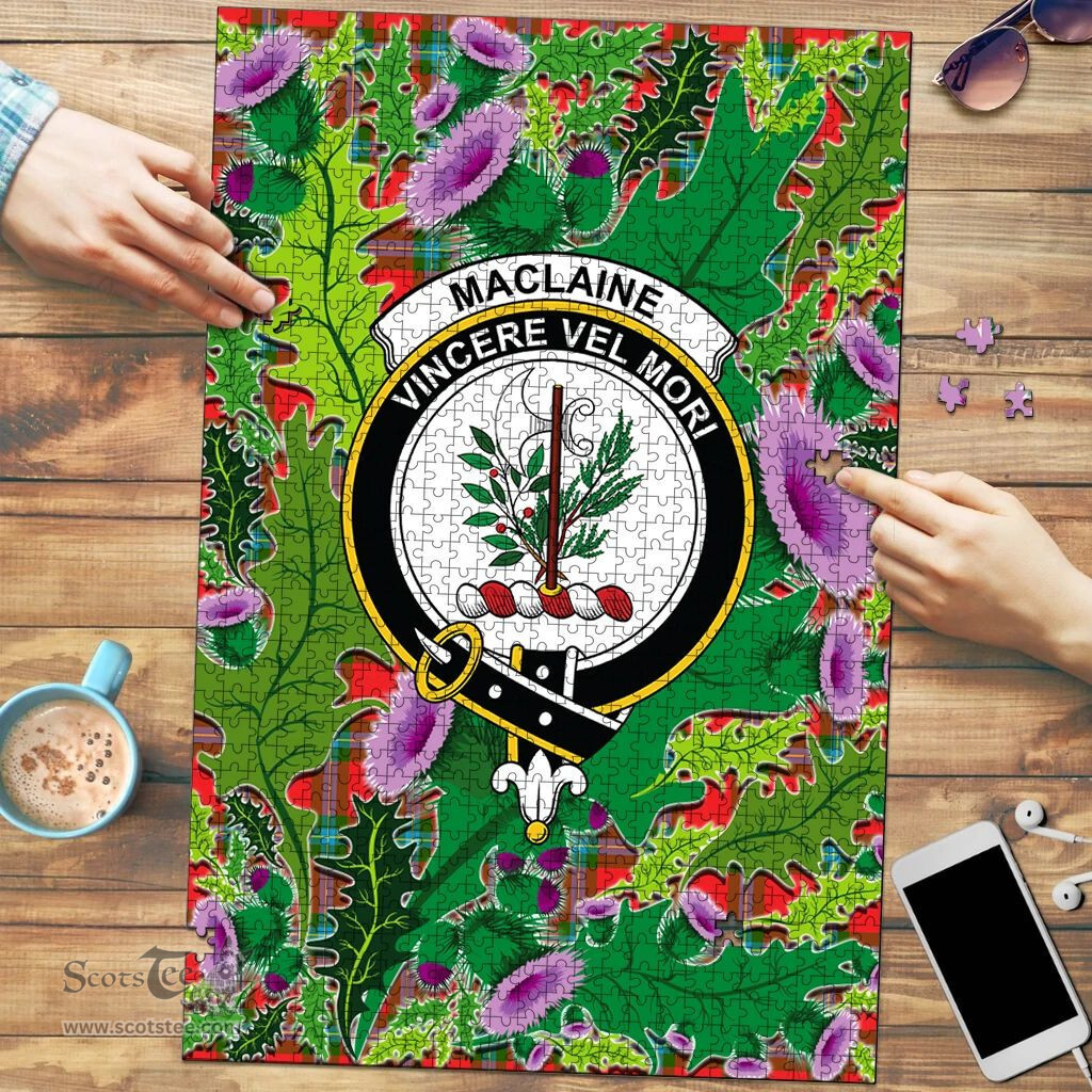 Scottish MacLaine of Loch Buie Clan Tartan Puzzle - Thistle Pattern Style Scottish Plaid Tartan Plaid