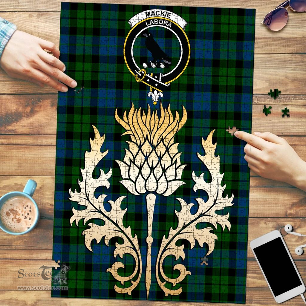 Scottish MacKie Clan Tartan Puzzle - Thistle Gold Style Scottish Plaid Tartan Plaid