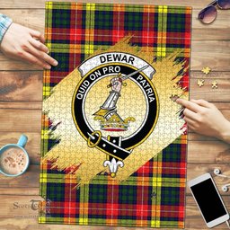 Scottish Dewar Clan Tartan Puzzle - Gold Style Scottish Plaid Tartan Plaid