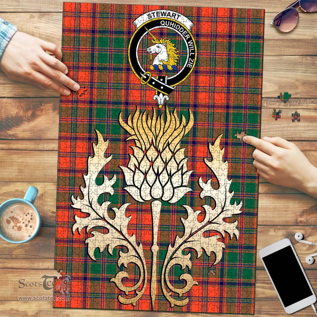 Scottish Stewart of Appin Ancient Clan Tartan Puzzle - Thistle Gold Style Scottish Plaid Tartan Plaid