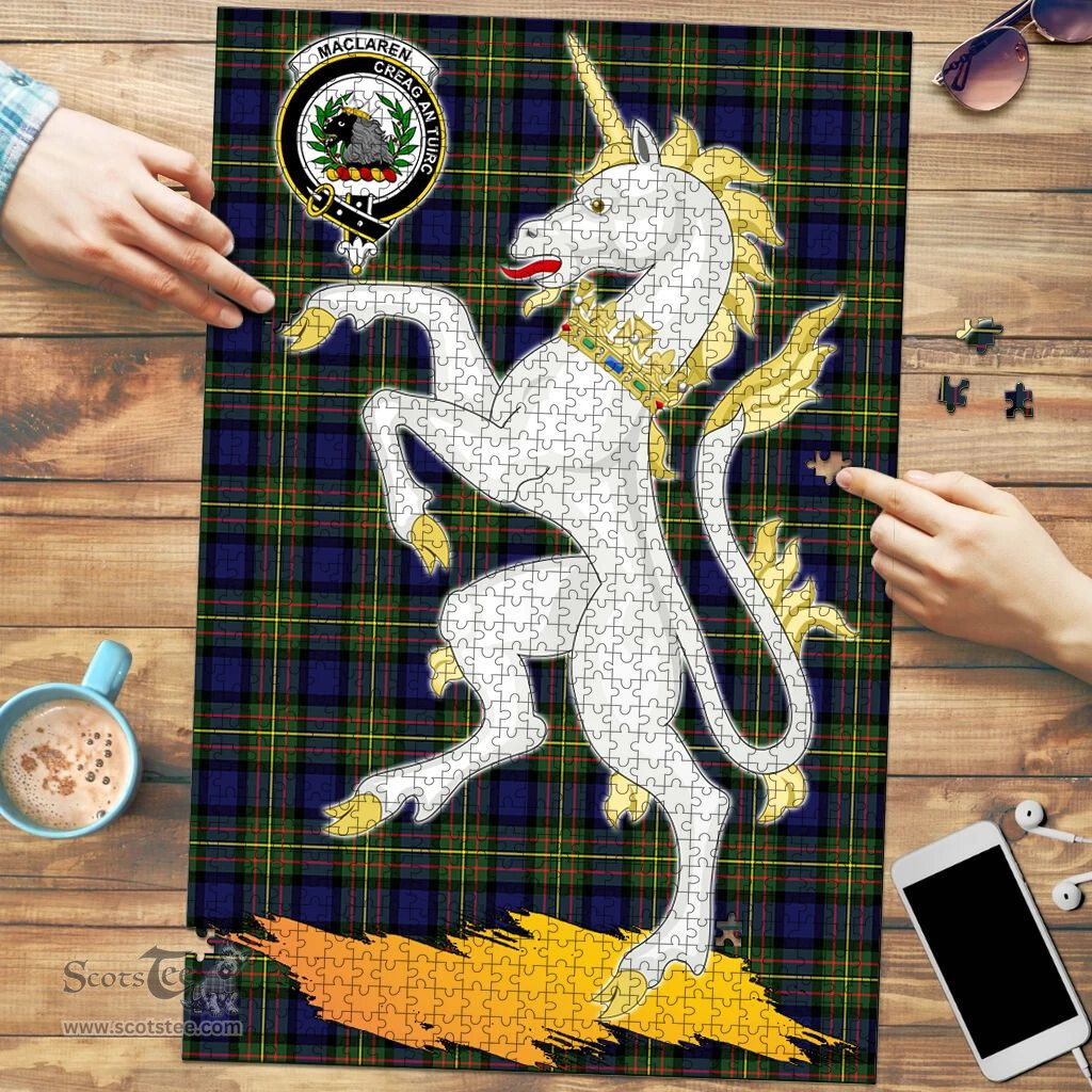 Scottish MacLaren Modern Clan Tartan Puzzle - Unicorn Style Scottish Plaid Tartan Plaid