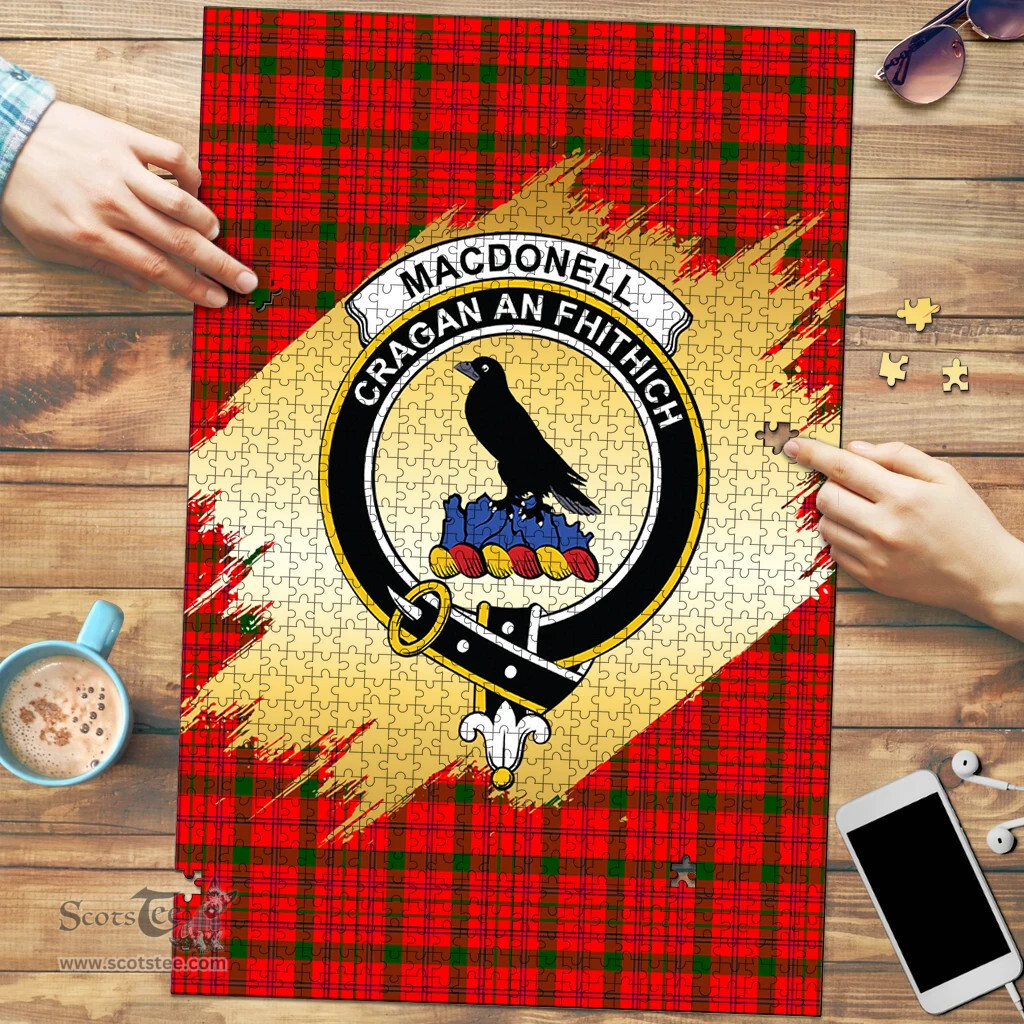Scottish MacDonnell of Keppoch Modern Clan Tartan Puzzle - Gold Style Scottish Plaid Tartan Plaid