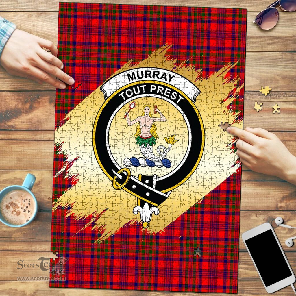 Scottish Murray of Tulloch Modern Clan Tartan Puzzle - Gold Style Scottish Plaid Tartan Plaid
