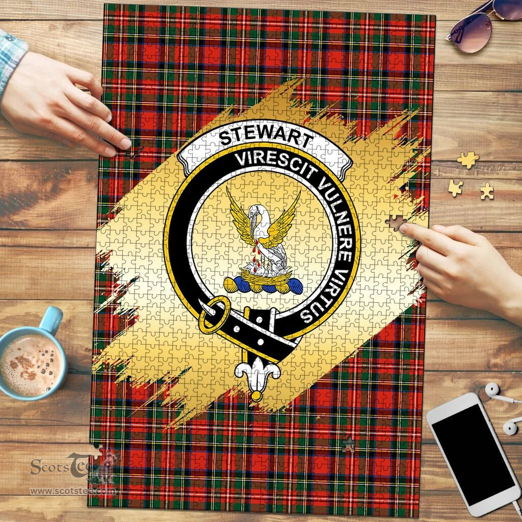 Scottish Stewart Royal Modern Clan Tartan Puzzle - Gold Style Scottish Plaid Tartan Plaid