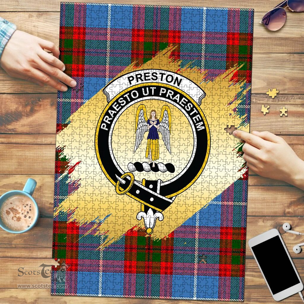 Scottish Preston Clan Tartan Puzzle - Gold Style Scottish Plaid Tartan Plaid
