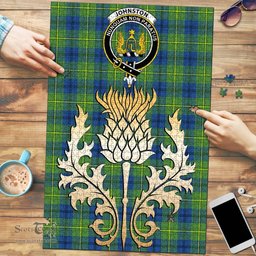 Scottish Johnston Ancient Clan Tartan Puzzle - Thistle Gold Style Scottish Plaid Tartan Plaid