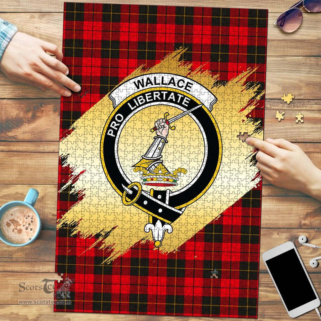 Scottish Wallace Weathered Clan Tartan Puzzle - Gold Style Scottish Plaid Tartan Plaid