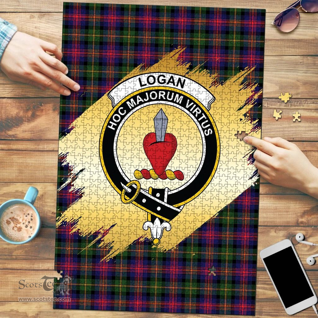 Scottish Logan Modern Clan Tartan Puzzle - Gold Style Scottish Plaid Tartan Plaid