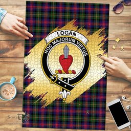 Scottish Logan Modern Clan Tartan Puzzle - Gold Style Scottish Plaid Tartan Plaid