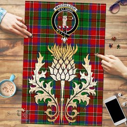 Scottish MacCulloch Clan Tartan Puzzle - Thistle Gold Style Scottish Plaid Tartan Plaid