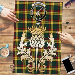 Scottish MacMillan Old Modern Clan Tartan Puzzle - Thistle Gold Style Scottish Plaid Tartan Plaid