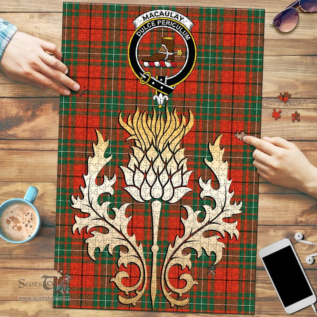 Scottish MacAulay Ancient Clan Tartan Puzzle - Thistle Gold Style Scottish Plaid Tartan Plaid