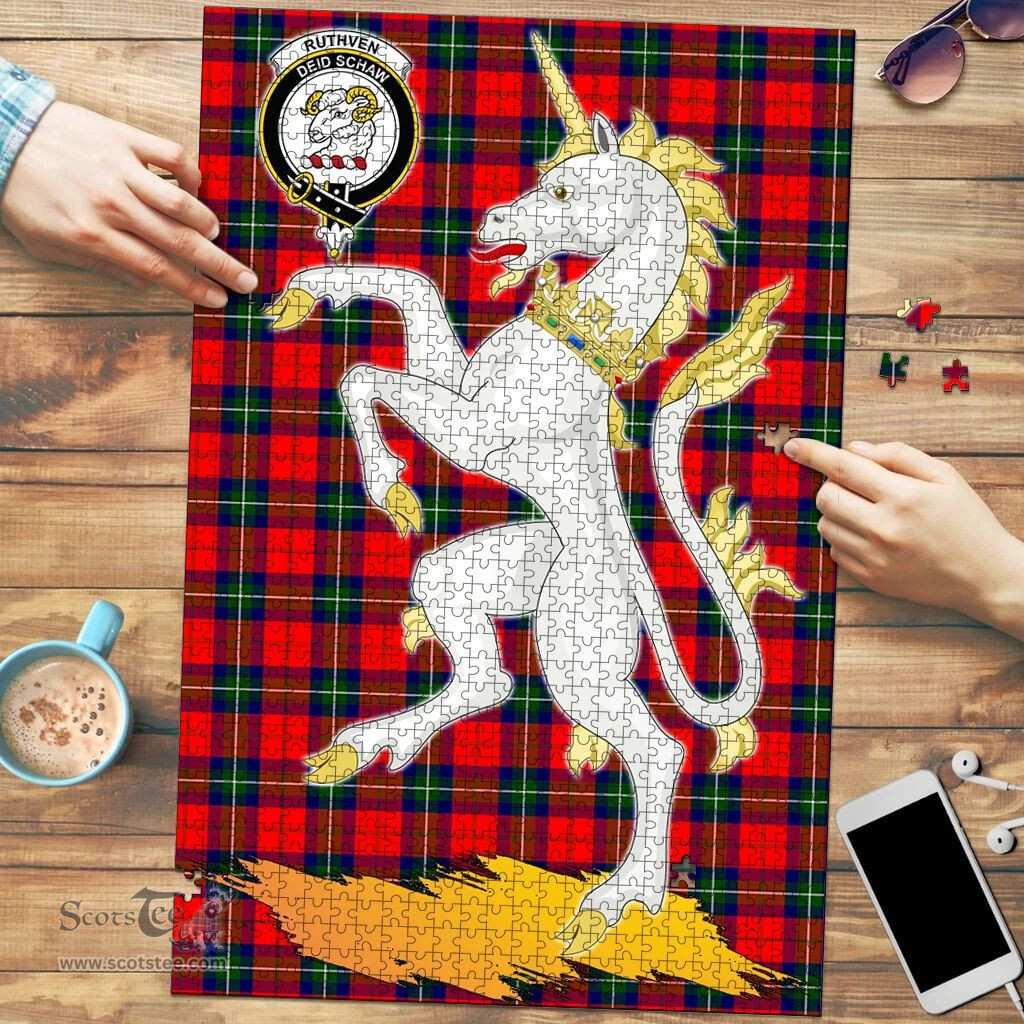 Scottish Ruthven Modern Clan Tartan Puzzle - Unicorn Style Scottish Plaid Tartan Plaid