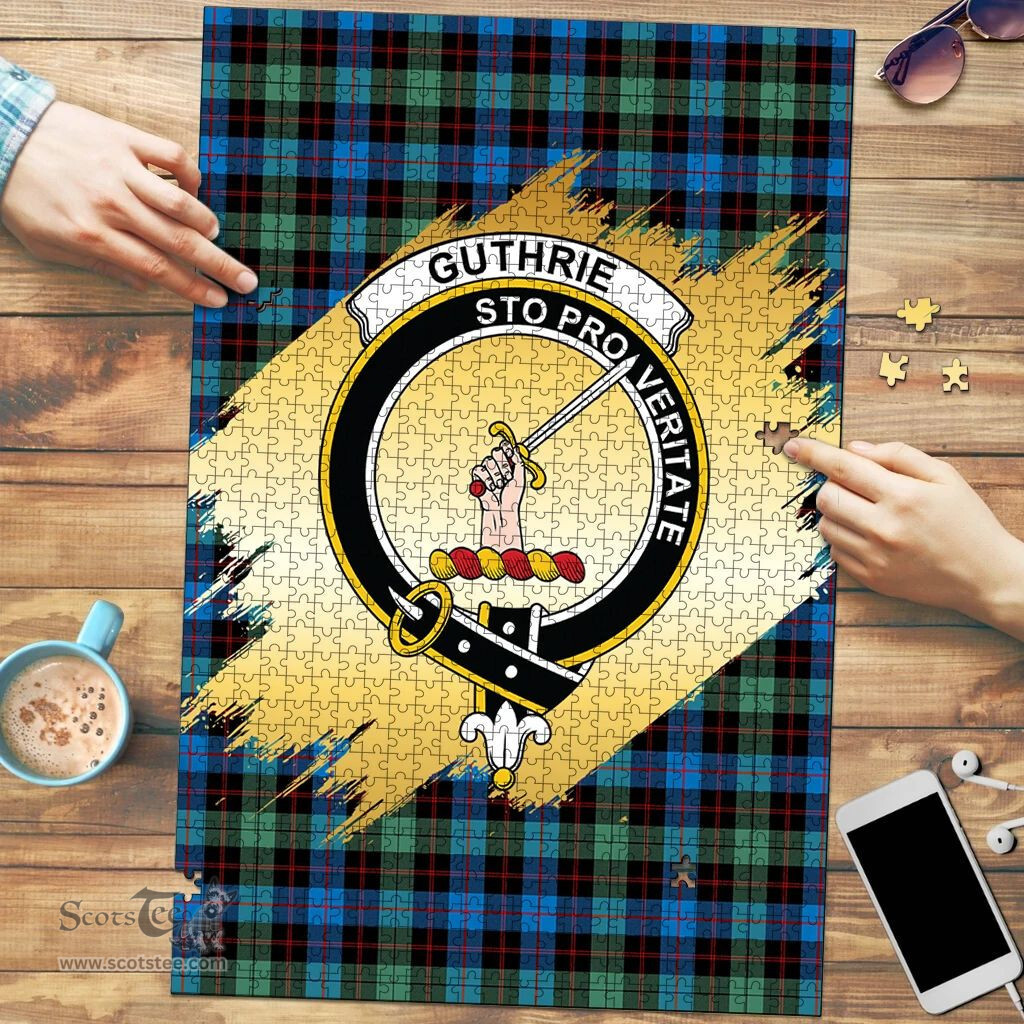 Scottish Guthrie Ancient Clan Tartan Puzzle - Gold Style Scottish Plaid Tartan Plaid