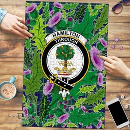 Scottish Hamilton Hunting Modern Clan Tartan Puzzle - Thistle Pattern Style Scottish Plaid Tartan Plaid