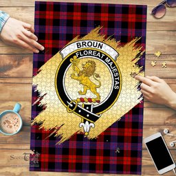 Scottish Broun Modern Clan Tartan Puzzle - Gold Style Scottish Plaid Tartan Plaid