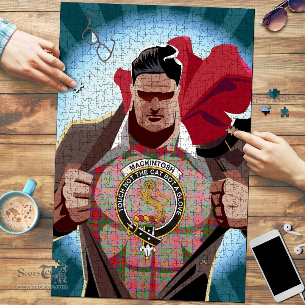 Scottish MacKintosh Modern Clan Tartan Puzzle - Supper Hero Style Scottish Plaid Tartan Plaid
