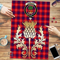 Scottish Hamilton Modern Clan Tartan Puzzle - Thistle Gold Style Scottish Plaid Tartan Plaid