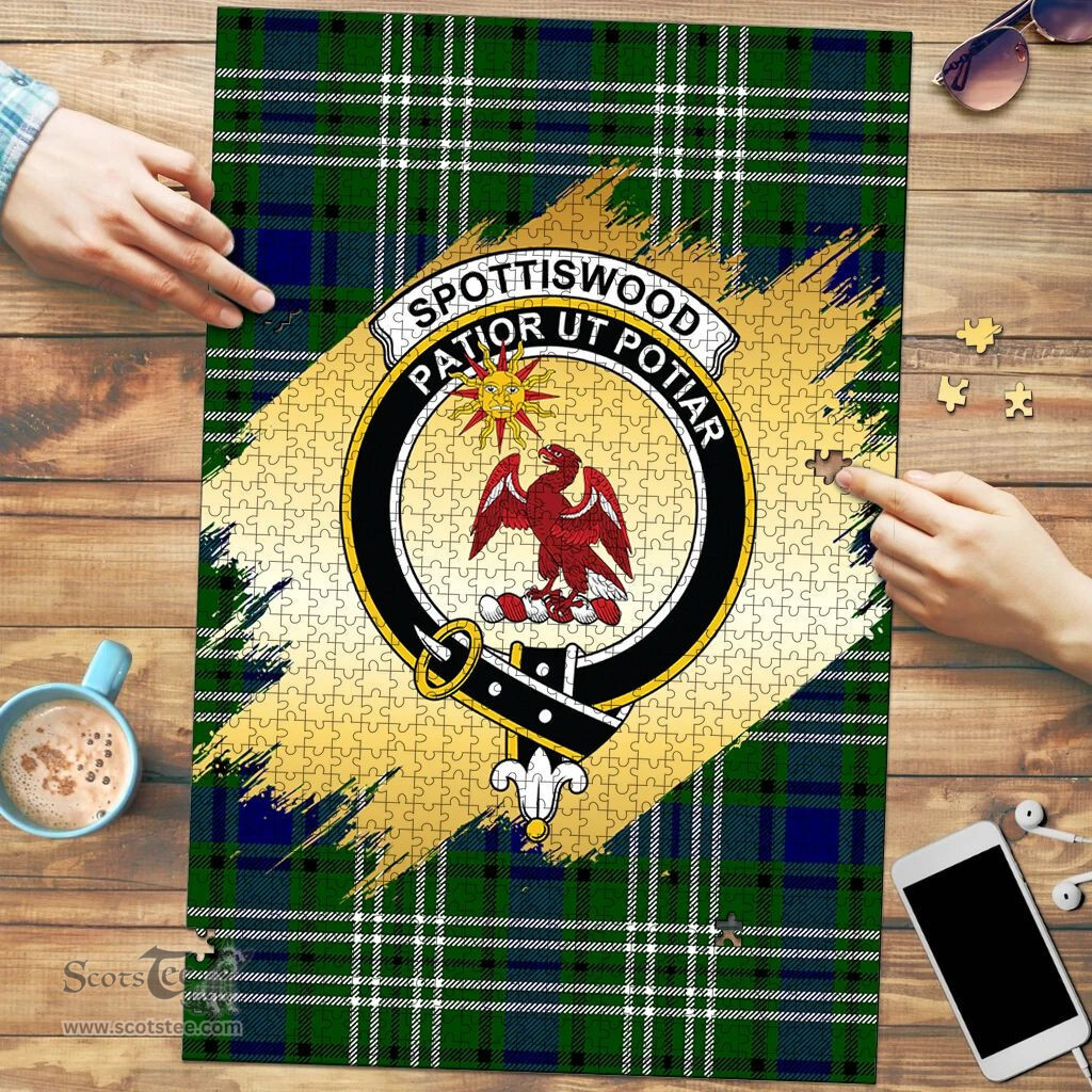 Scottish Spottiswood Clan Tartan Puzzle - Gold Style Scottish Plaid Tartan Plaid