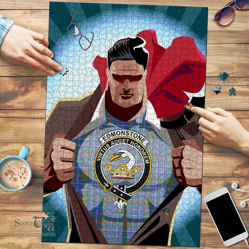 Scottish Edmonstone Clan Tartan Puzzle - Supper Hero Style Scottish Plaid Tartan Plaid
