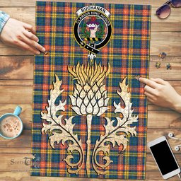 Scottish Buchanan Ancient Clan Tartan Puzzle - Thistle Gold Style Scottish Plaid Tartan Plaid