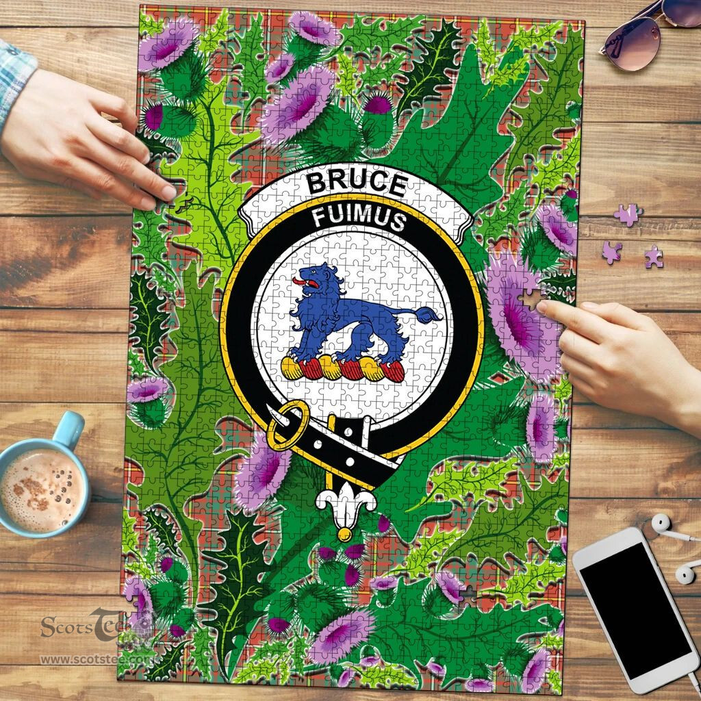 Scottish Bruce Ancient Clan Tartan Puzzle - Thistle Pattern Style Scottish Plaid Tartan Plaid