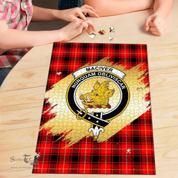Scottish MacIver Modern Clan Tartan Puzzle - Gold Style Scottish Plaid Tartan Plaid