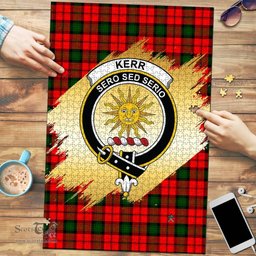 Scottish Kerr Modern Clan Tartan Puzzle - Gold Style Scottish Plaid Tartan Plaid