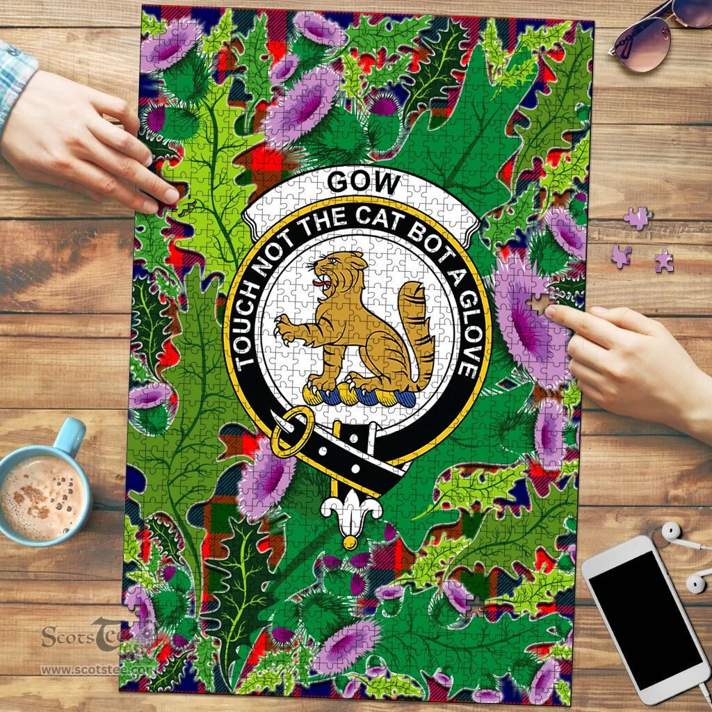Scottish Gow of McGouan Clan Tartan Puzzle - Thistle Pattern Style Scottish Plaid Tartan Plaid