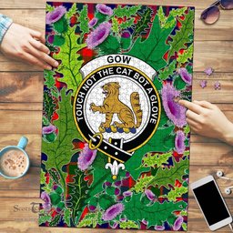 Scottish Gow of McGouan Clan Tartan Puzzle - Thistle Pattern Style Scottish Plaid Tartan Plaid