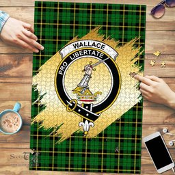 Scottish Wallace Hunting Green Clan Tartan Puzzle - Gold Style Scottish Plaid Tartan Plaid