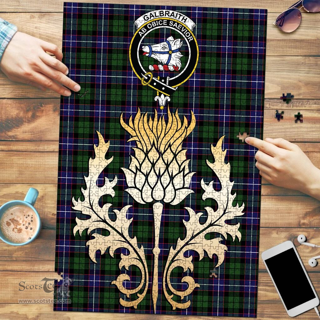 Scottish Galbraith Modern Clan Tartan Puzzle - Thistle Gold Style Scottish Plaid Tartan Plaid